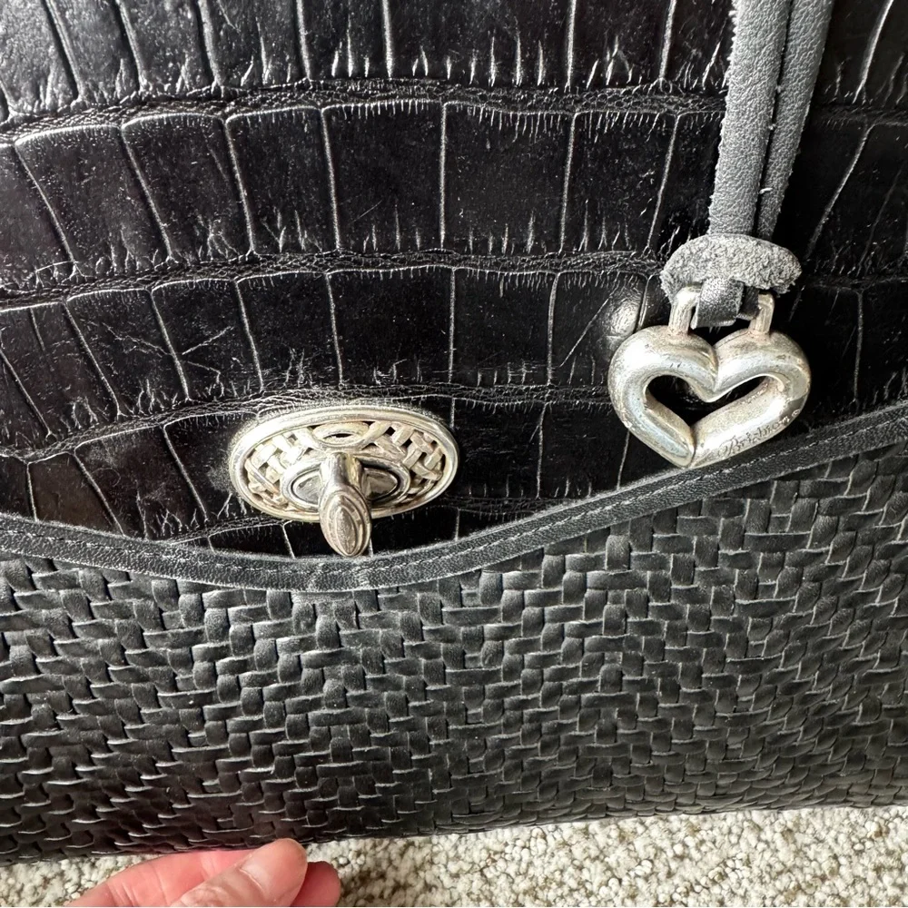 Brighton Croc Embossed Woven Weave Briefcase Laptop Bag